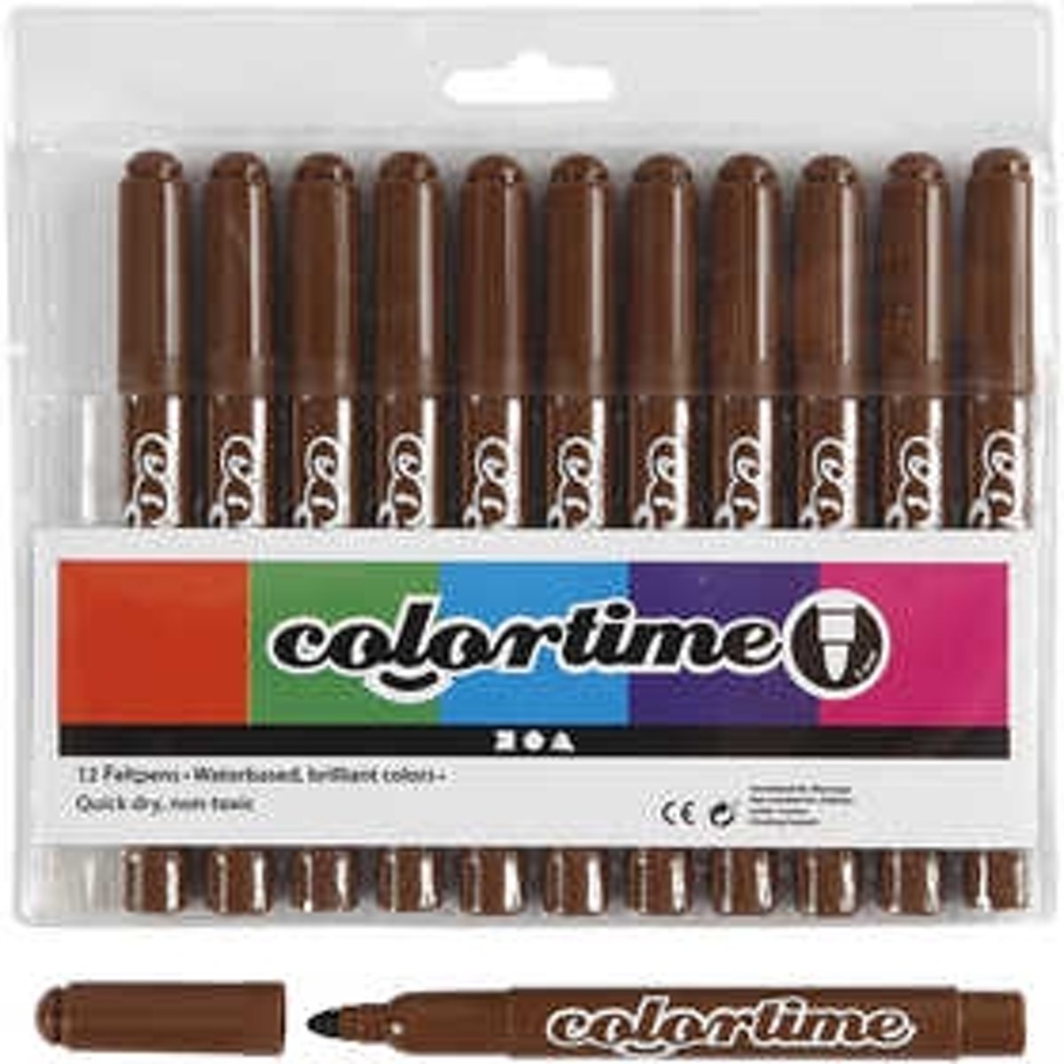 Colortime stift, lijndikte: 5 mm, bruin, 12stuks [HOB-37342]